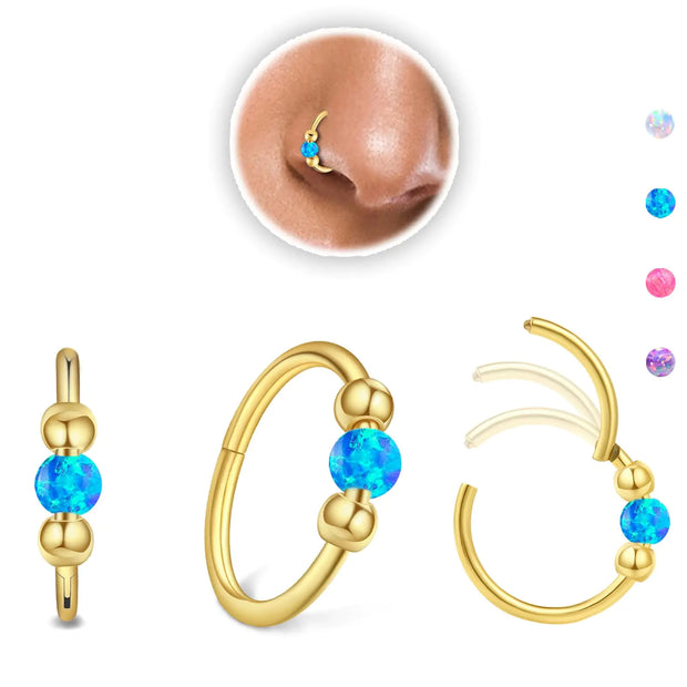 2PCS 18g Opal Nose Rings for Women