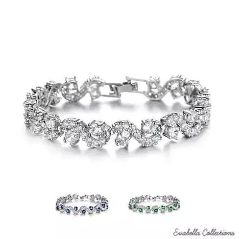 OCEANA Diamond Crystal Bracelets In White Gold Plating